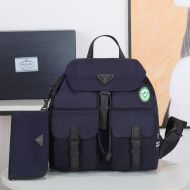 Prada 1BZ811 Re-Nylon Medium Backpack In Blue/Green