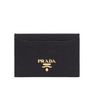 Prada 1MC208 Lettering Saffiano Leather Card Holder In Black