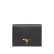 Prada 1MV204 Lettering Saffiano Leather Bifold Wallet In Black
