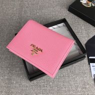 Prada 1MV204 Lettering Saffiano Leather Bifold Wallet In Pink