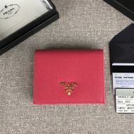 Prada 1MV204 Lettering Saffiano Leather Bifold Wallet In Rose