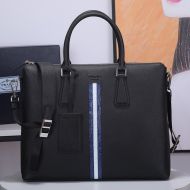 Prada 2NG044 Ribbon Saffiano Leather Briefcase In Black