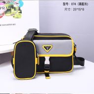 Prada 2VH074 Nylon Cross-Body Bag In Yellow