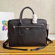 Prada 2VE016 Saffiano Leather Briefcase In Black