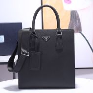 Prada 2VE367 Saffiano Leather Briefcase In Black