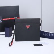 Prada 2VF032 Saffiano Leather Pouch In Black/Red