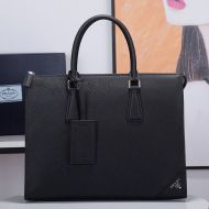 Prada 2VG010 Saffiano Leather Briefcase In Black