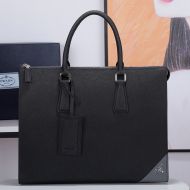 Prada 2VG010 Saffiano Leather Briefcase In Grey