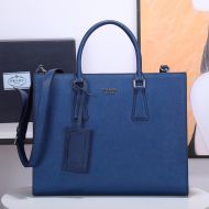 Prada 2VG011 Saffiano Leather Briefcase In Blue