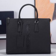 Prada 2VG020 Ribbon Saffiano Leather Briefcase In Black