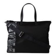 Prada 2VG024 Color-Logo Nylon Briefcase In Black/Grey