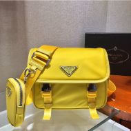 Prada 2VD034 Nylon And Saffiano Leather Bag In Yellow
