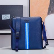 Prada 2VH062 Ribbon Saffiano Leather Cross-Body Bag In Blue