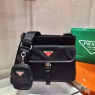 Prada 2VH110 Nylon Cross-Body Bag In Black/Red