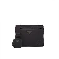 Prada 2VH118 Re-Nylon And Saffiano Leather Shoulder Bag In Black