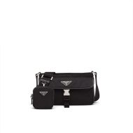 Prada 2VH133 Re-Nylon And Saffiano Leather Shoulder Bag In Black