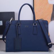 Prada 2VN006 Saffiano Leather Briefcase In Blue