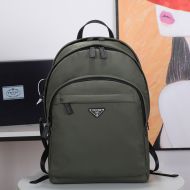 Prada 2VZ048 Nylon And Saffiano Leather Backpack In Green