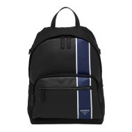 Prada 2VZ066 Stripe Nylon Backpack In Black/Blue
