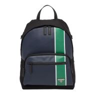 Prada 2VZ066 Stripe Nylon Backpack In Black/Green