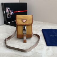 Prada 2ZH109 Nylon and Saffiano Leather Smartphone Case In Apricot