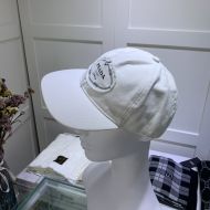 Prada Canvas Baseball Cap With Logo In White