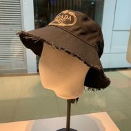 Prada Cotton Bucket Hat In Black