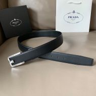 Prada Napa Leather Belt In Black/Silver
