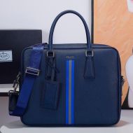 Prada VS363R Ribbon Saffiano Leather Briefcase In Dark Blue